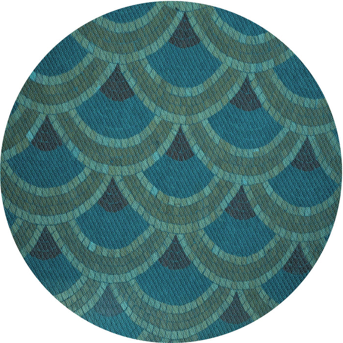 Square Machine Washable Transitional Medium Teal Green Rug in a Living Room, wshpat934lblu