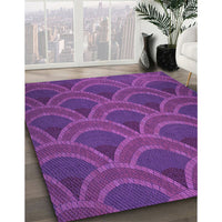 Patterned Dark Magenta Purple Rug, pat934pur