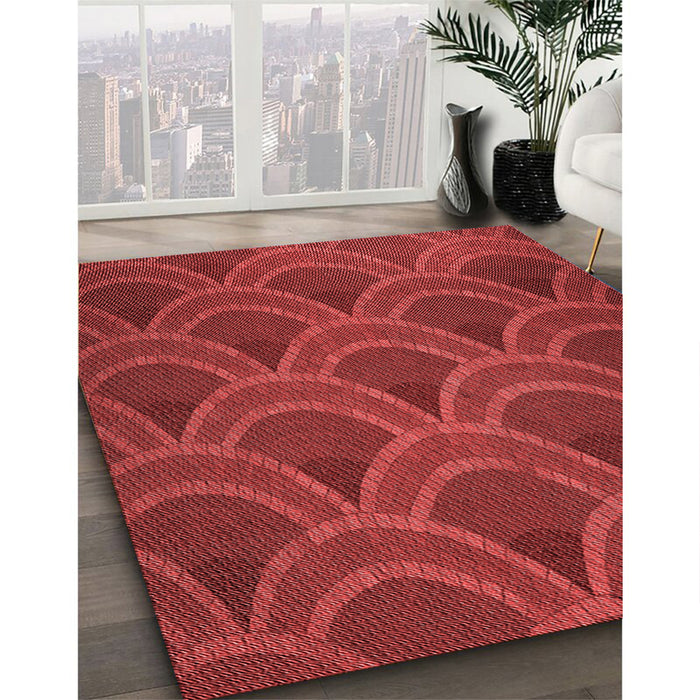 Machine Washable Transitional Red Rug in a Family Room, wshpat934rd