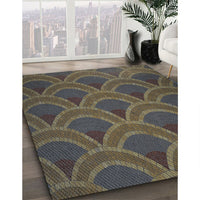 Patterned Khaki Green Novelty Rug, pat934