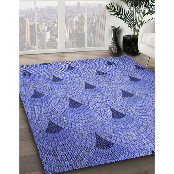 Machine Washable Transitional Sky Blue Rug in a Family Room, wshpat935blu