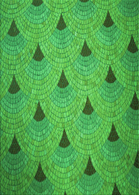 Machine Washable Transitional Neon Green Rug, wshpat935grn