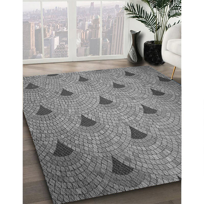 Machine Washable Transitional Carbon Gray Rug in a Family Room, wshpat935gry