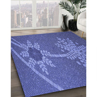 Patterned Light Slate Blue Rug, pat936blu