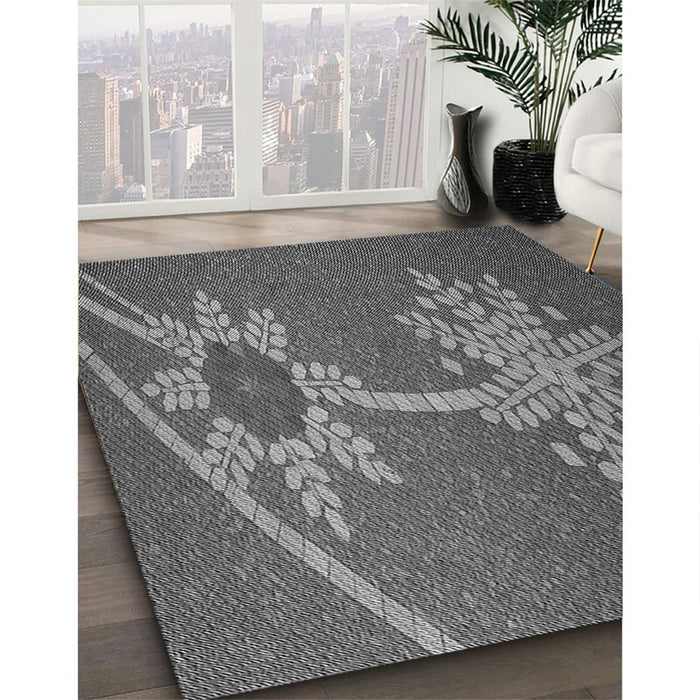 Patterned Gray Rug in Family Room, pat936gry