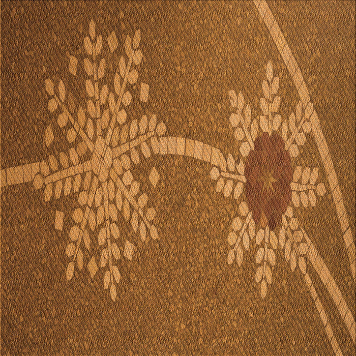 Round Patterned Neon Orange Rug, pat936org