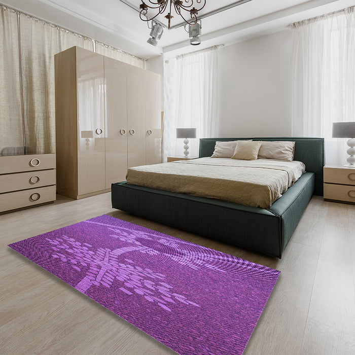 Patterned Crimson Purple Rug in a Bedroom, pat936pur