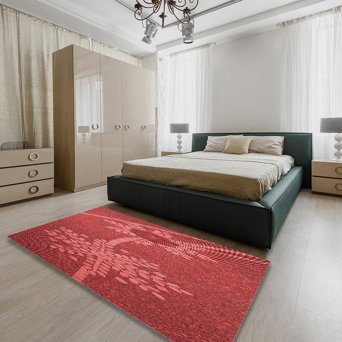 Patterned Orange Rug in a Bedroom, pat936rd