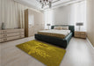Patterned Dark Bronze Brown Rug in a Bedroom, pat936yw