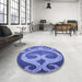 Round Patterned Sky Blue Rug in a Office, pat937blu