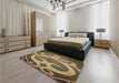 Patterned Metallic Gold Rug in a Bedroom, pat937brn