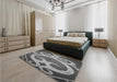 Patterned Dark Gray Rug in a Bedroom, pat937gry