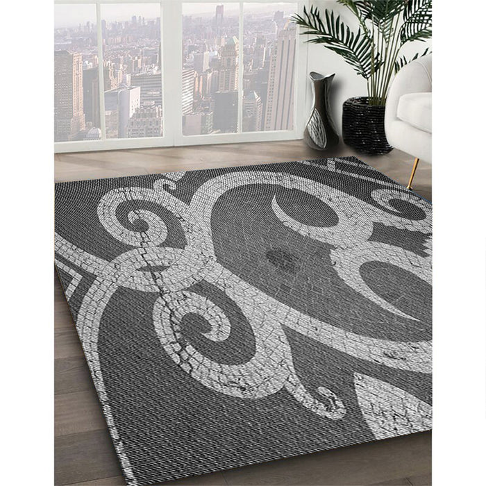 Machine Washable Transitional Dark Gray Rug in a Family Room, wshpat937gry
