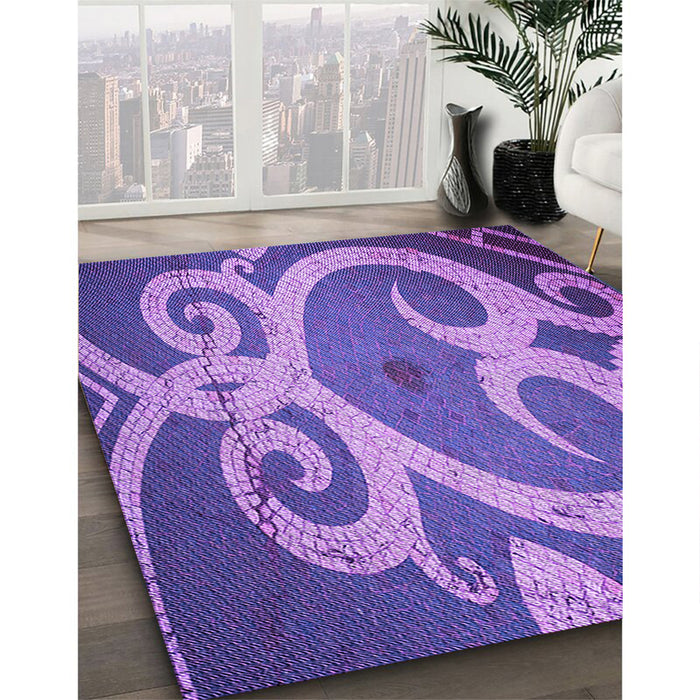 Machine Washable Transitional Amethyst Purple Rug in a Family Room, wshpat937pur