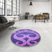 Round Patterned Amethyst Purple Rug in a Office, pat937pur