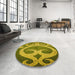 Round Patterned Dark Bronze Brown Rug in a Office, pat937yw