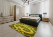 Patterned Dark Bronze Brown Rug in a Bedroom, pat937yw