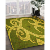 Patterned Dark Bronze Brown Rug, pat937yw