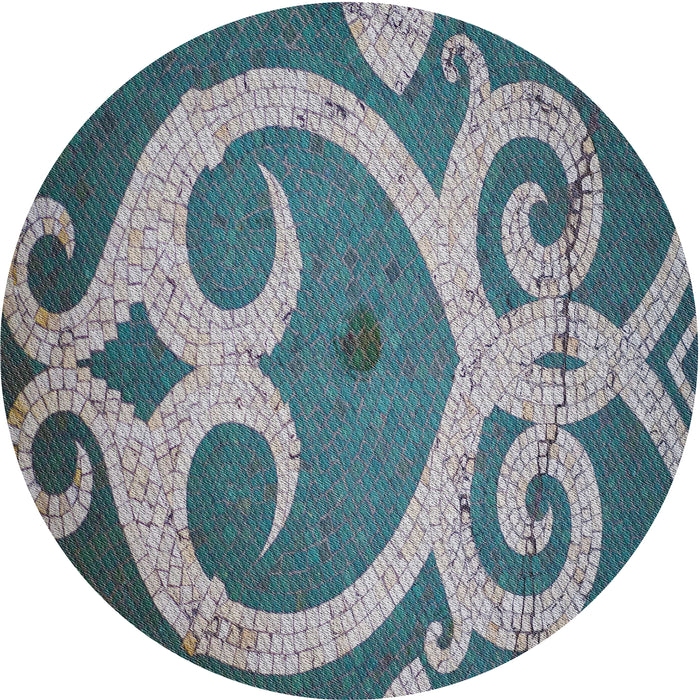 Square Machine Washable Transitional Dark Blue Grey Blue Rug, wshpat937