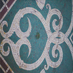 Square Patterned Dark Blue Grey Blue Novelty Rug, pat937