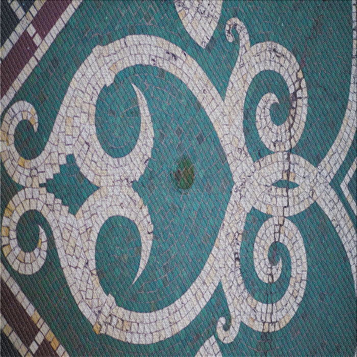 Square Patterned Dark Blue Grey Blue Novelty Rug, pat937