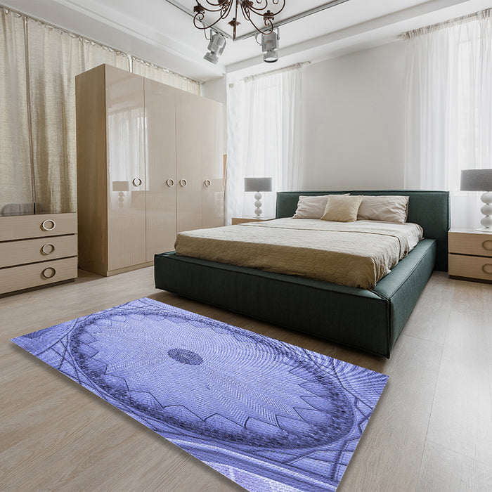 Patterned Jeans Blue Rug in a Bedroom, pat938blu
