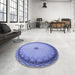 Round Patterned Jeans Blue Rug in a Office, pat938blu