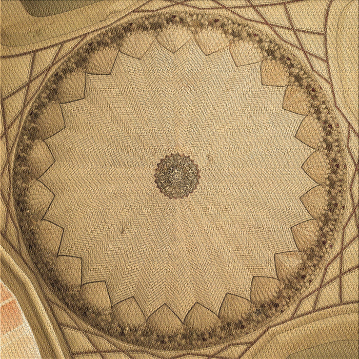 Round Patterned Yellow Orange Rug, pat938brn