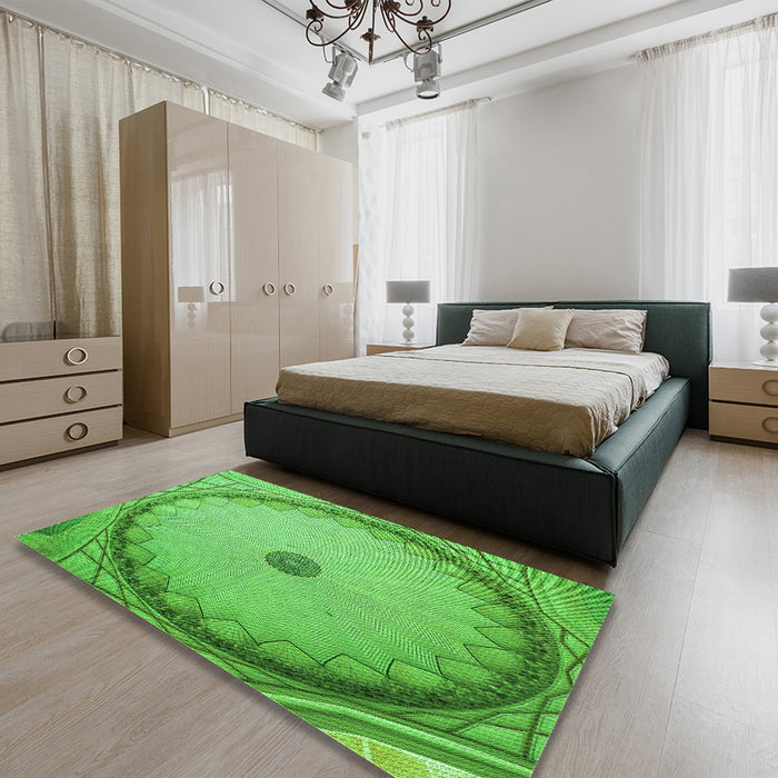 Patterned Emerald Green Rug in a Bedroom, pat938grn