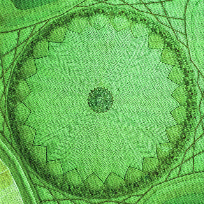 Round Machine Washable Transitional Emerald Green Rug, wshpat938grn