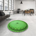 Round Patterned Emerald Green Rug in a Office, pat938grn