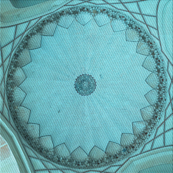 Round Machine Washable Transitional Deep-Sea Green Rug, wshpat938lblu