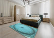 Patterned Deep-Sea Green Rug in a Bedroom, pat938lblu