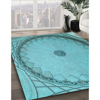 Patterned Deep-Sea Green Rug, pat938lblu