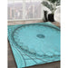 Patterned Deep-Sea Green Rug in Family Room, pat938lblu
