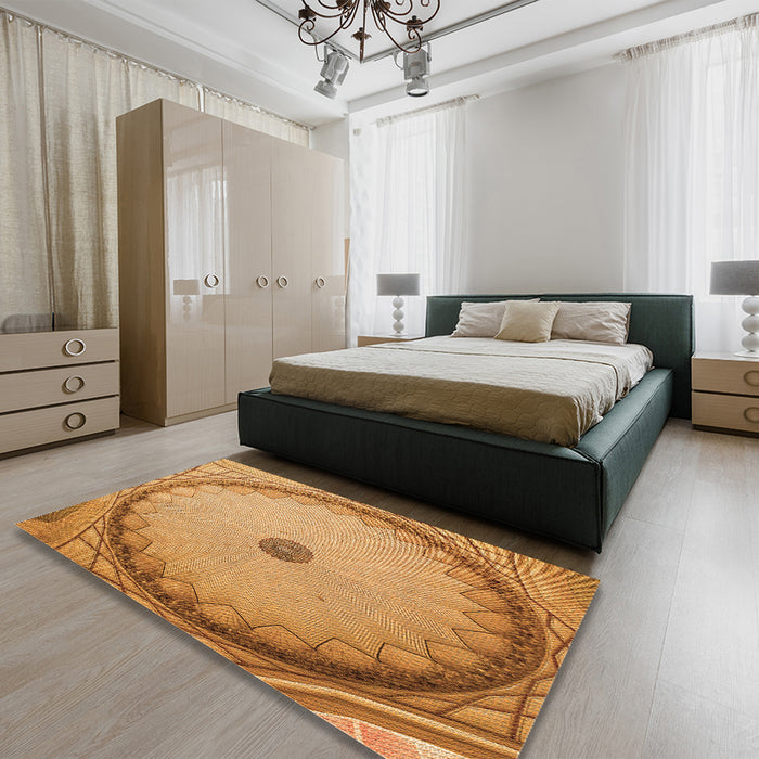 Patterned Orange Rug in a Bedroom, pat938org