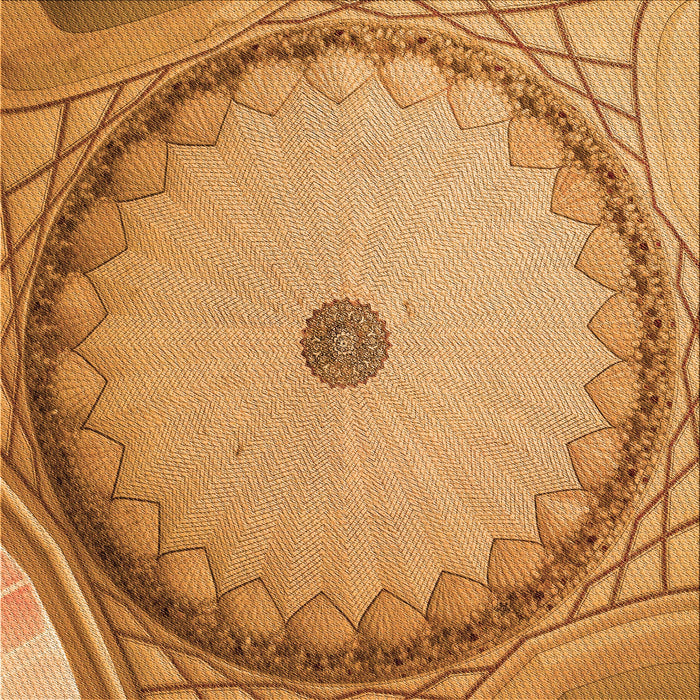 Round Patterned Orange Rug, pat938org