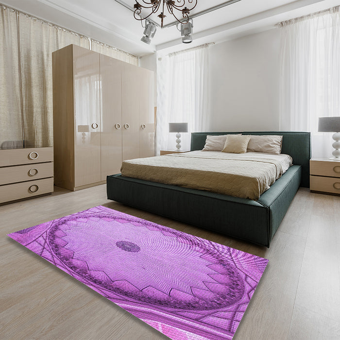 Patterned Violet Purple Rug in a Bedroom, pat938pur