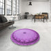 Round Patterned Violet Purple Rug in a Office, pat938pur