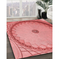 Patterned Light Coral Pink Rug, pat938rd