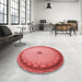 Round Patterned Light Coral Pink Rug in a Office, pat938rd