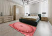 Patterned Light Coral Pink Rug in a Bedroom, pat938rd