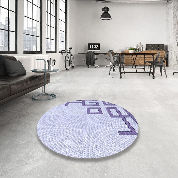 Round Patterned Lavender Blue Rug in a Office, pat939blu