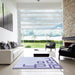 Square Patterned Lavender Blue Rug in a Living Room, pat939blu