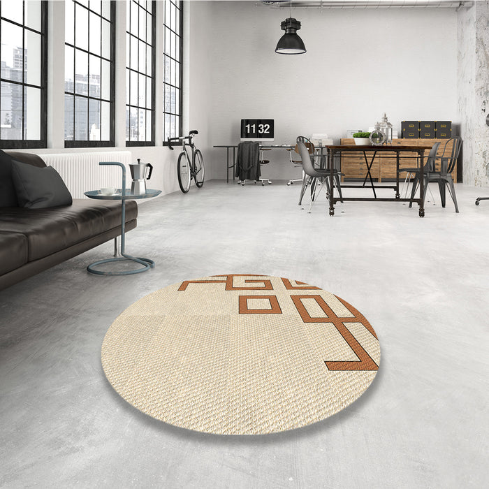 Round Patterned Peru Brown Rug in a Office, pat939brn