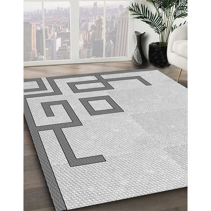 Patterned Platinum Gray Rug in Family Room, pat939gry