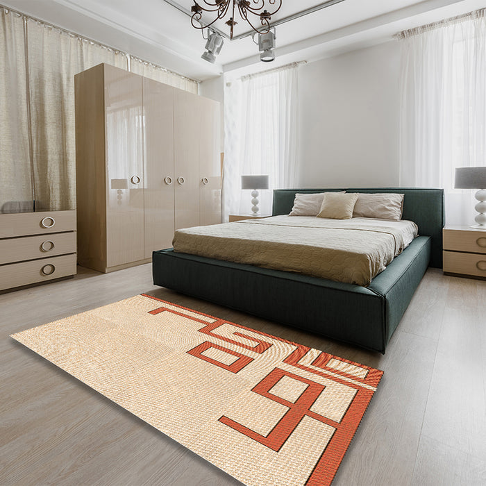 Patterned Navajo White Gold Rug in a Bedroom, pat939org