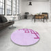 Round Patterned Orchid Purple Rug in a Office, pat939pur