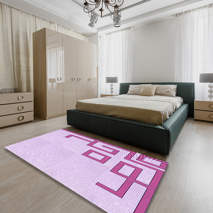 Patterned Orchid Purple Rug in a Bedroom, pat939pur