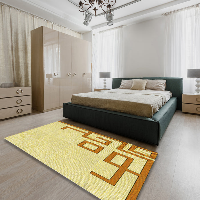 Patterned Sun Yellow Rug in a Bedroom, pat939yw